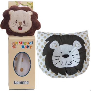 Imagem de Kit Naninha e Travesseiro Anatômico, Safari Animais 28x28cm, Travesseiro 25x22cm (LEÃO MARRON)