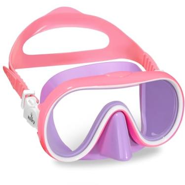 Imagem de Keary Óculos de natação infantis com cobertura de nariz para crianças 6-14 8-12 anos 4-7 3-6 3-5 máscara de mergulho infantil meninos meninas crianças jovens máscara de mergulho piscina óculos de água