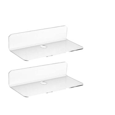 Imagem de Fenteer Prateleiras flutuantes de acrílico para parede, prateleiras de parede suspensas, decoração para coleções de bonecos de ação, sala de estar, Claro