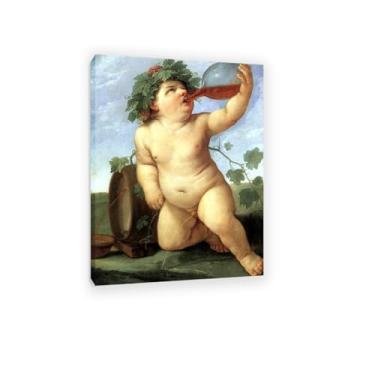 Imagem de Pinturas famosas em tela, bebendo baco, pôster, reproduções de pintura a óleo, tela giclée, arte de parede para sala de estar, escritório, presentes 70 x 50 cm (28 x 20 pol) moldura interna