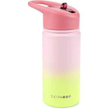 Imagem de Skip Hop Garrafa de água infantil isolada de aço inoxidável com canudo, comporta 440 ml, sem BPA, rosa Wander Ombré