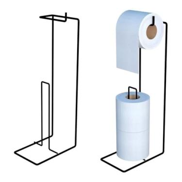 Imagem de Suporte Porta Papel Higiênico De Chão 3 Rolos Preto