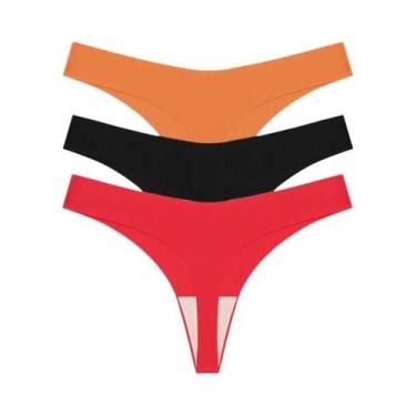 Imagem de Conjunto de 3 Calcinhas Lingerie Sexy Sem Costura - Cintura Baixa e Co