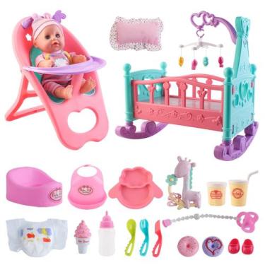 Imagem de Conjunto de jogos Baby Doll DeAo My First 12 com berço e cadeira alta