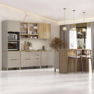 Imagem de Armário Cozinha 6 Peças CP01 e Ilha Marina Cinammon/Freijó L01 - Mpoze