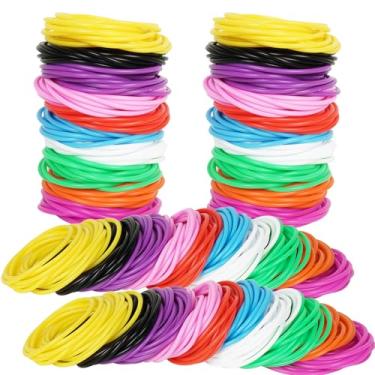 Imagem de LIANGYUNZE 60 pulseiras de silicone de 10 cores, não luminosas, elásticas dos anos 80, pulseiras de silicone mistas, laços de cabelo para mulheres, adultos e meninas, acessórios de festa (10 cores)