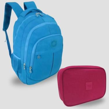 Imagem de Kit Escolar Bolsa Infantil e Estojo Box Feminino Kit Escolar Impermeáv