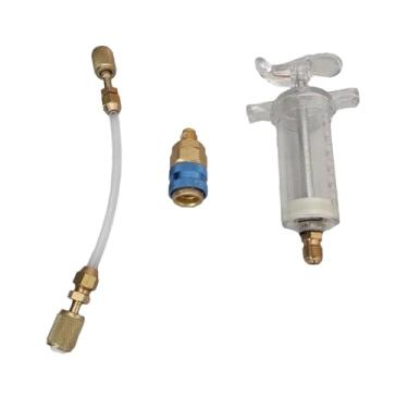 Imagem de Mqetly Ferramenta injetora de tinta de óleo para ar condicionado com conector SAE de 1/4 de polegada para casa, escritório, AC, lado baixo, acessório de