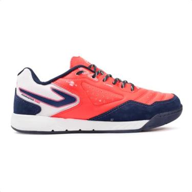 Imagem de Chuteira Futsal Topper Dominator Pro V Masculino (Coral e Azul, BR, Adulto, Numérico, 43)
