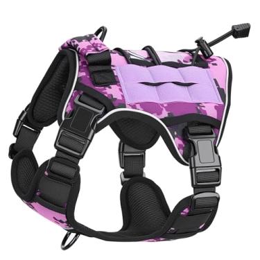 Imagem de Peitoral tático resistente para cães grandes, colete refletivo ajustável sem puxão com sistema Molle, controle de nível militar K9 para treinamento de serviço, atividades ao ar livre e mais de 10