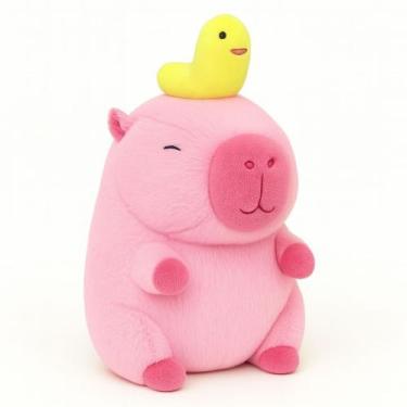 Imagem de Capivara de Pelúcia com Largatinha na Cabeça 27cm  Antialérgica e Fofa