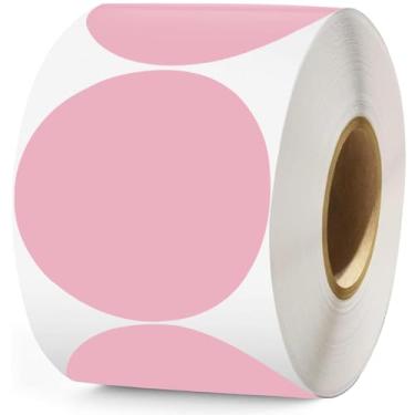 Imagem de Etiquetas adesivas térmicas de círculo rosa de 5 cm, 1000 peças de etiquetas térmicas diretas redondas autoadesivas, adesivos térmicos multifuncionais multiuso, para códigos de barras, código QR