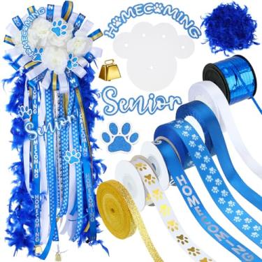 Imagem de Honoson O conjunto de suprimentos de flores para mães de regresso a casa inclui suporte de disco de papel e rolo de fitas de seda diferentes para baile de futebol americano decoração de lembrancinhas