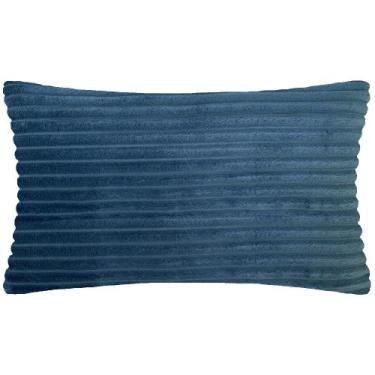 Imagem de Almofada Retangular Flanel Pelúcia Azul Prussiano 50x28cm - Sua Casa D