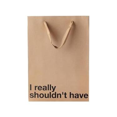 Imagem de Saco de presente engraçado 28 x 20 x 10 cm – Saco de papel Kraft marrom com impressão "I really shouldn't have" – Embalagem de presente para aniversários, feriados, festas de escritório – embrulho de