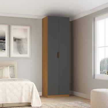 Imagem de Módulo Guarda-roupa 2 Portas com Gavetas 90cm X 240cm Clean Altezza Freijó/Titânio