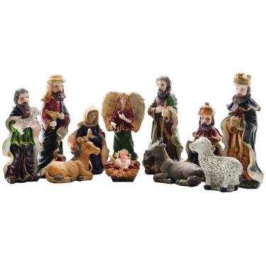 Imagem de Decoração Enfeite Presépio Natal Escultura Resina 11 Peças