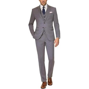 Imagem de Terno Masculino De 3 Peças Slim Fit Dois Botões Smoking Para Festa De Casamento De Negócios, Gray, 50