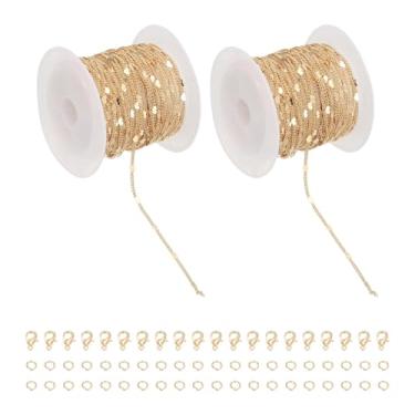 Imagem de PATIKIL Correntes para fabricação de joias, 2 rolos de 16,4 metros de placa de aço inoxidável para mulheres, colar faça você mesmo, pulseira artesanal, brincos, kit de presentes com anéis de salto e