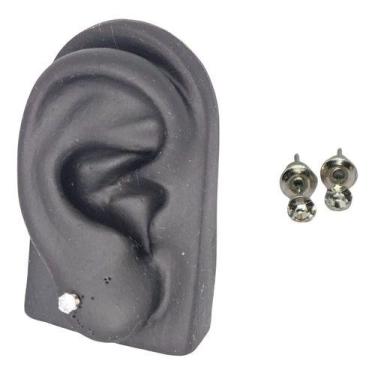 Imagem de Par De Brinco Feminino Ponto De Luz 2mm Zirconia Banho Prata - Bellavi
