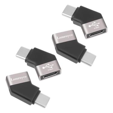 Imagem de Adaptador de extensão USB tipo C, pacote com 4, conector extensor USB C macho angular de 45 graus para fêmea 3.0 suporta carregamento e transferência de dados de alta velocidade de 5 Gbps para iPhone