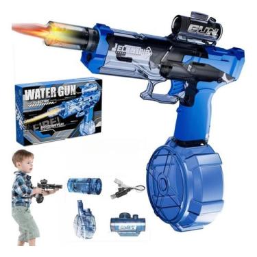 Imagem de Brinquedo Pistola de Água Elétrica LED Recarregável 500ml Alcance 10m 