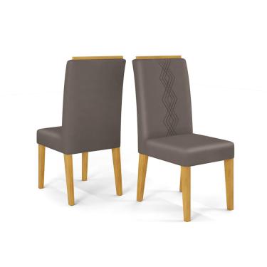 Imagem de Conjunto Kit 2 Cadeiras de Jantar DJ Móveis Yasmin Cedro Veludo Lunar
