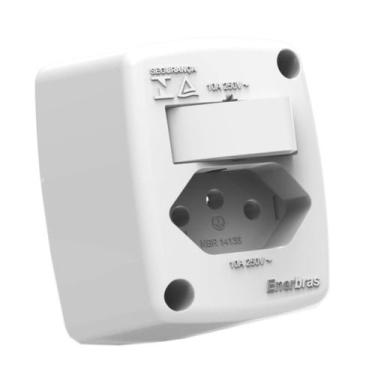 Imagem de Interruptor Simples e Tomada de Sobrepor 10A Branco Standard Enerbras
