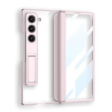 Imagem de JIAONASHIJIA Capa para Samsung Galaxy Z Fold 6 - Proteção de dobradiça - Película de metal de alumínio integrada - à prova de choque e queda - com suporte - proteção de lente fina e fina - rosa