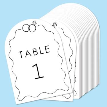 Imagem de Big Dot of Happiness Números de mesa de anéis de casamento, decoração de festa de noivado e aniversário, centros de mesa de casamento, cartões de dupla face 12,7 x 18 cm, números de mesa - 1-20