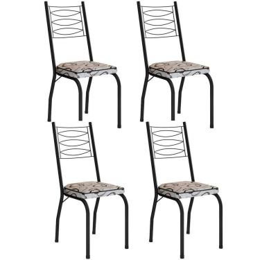 Imagem de Kit 4 Cadeiras Aço Carbono Tubular Metálica Acabamento D-25 Luana Preto-cedro