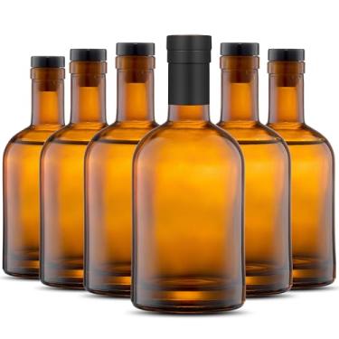 Imagem de Danmu Garrafas de vidro com tampa hermética, garrafas de vidro de base grossa com tampa em T, garrafas de vidro para licor, vinho, bebidas, óleo, vinagre, kombucha, cerveja, com rolha de cortiça, 375