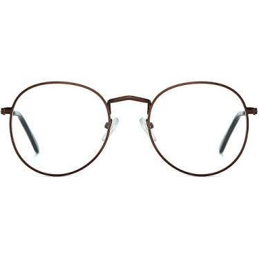 Imagem de AIEYEZO Óculos Redondos Para Mulheres E Homens, Armação De Metal Com Bloqueio Luz Azul (Bronze)
