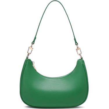 Imagem de Bolsa de ombro feminina fofa Hobo Vintage com bolso com zíper - Bolsa clutch leve nas axilas para uso diário, Verde