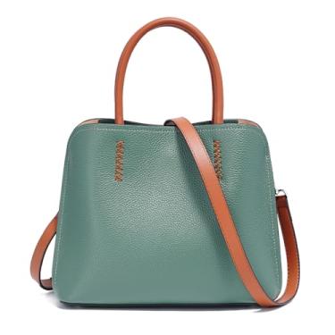 Imagem de Bolsa feminina de couro legítimo, bolsa de mão de designer, Verde