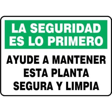 Imagem de Spanish Help Keep This Plant Safe and Clean OSHA Safety First Sign, Alumínio 17.8 cm x 25.4 cm, Feito nos EUA - AccuformNMC, SHMHSK939VA