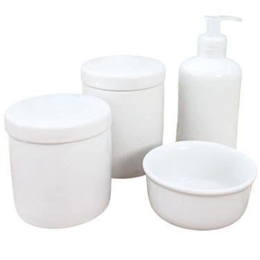 Imagem de Kit Higiene Bebê Lavabo 4 peças - Porcelana Branca - Antilope Decor Po