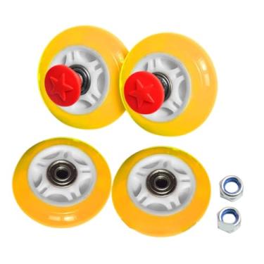 Imagem de UGPLM Peças de reposição criativas profissionais para serviços pesados ​​Roda giratória de PU sólida Roda sólida para carrinho de praia Carrinho de praia, Amarelo