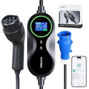 Imagem de Carregador Portatil Carro Elétrico TAYNIU WIFI Tipo 2 7 kW Cabo de 5m IP66 8A - 32A Ajustável Compatível com BYD Dolphin Mini Song BMW Acessorios Carro com APP Infinity