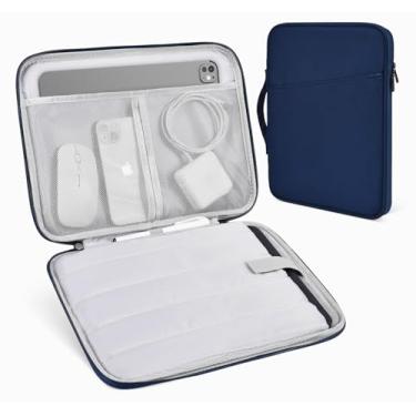 Imagem de iPad Pro M4 2024 e iPad Air M2 de 13 polegadas, iPad Pro M2/M1 de 12,9 polegadas, capa protetora com bolso para acessórios, bolsa de armazenamento para iPad Pencil Pro/adaptador/teclado mágico, azul