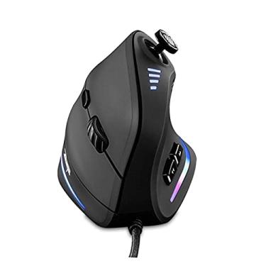 Imagem de Mouse vertical para jogos, RGB com fio, controle remoto USB ergonômico programável Dpi 10.000 para jogadores de joystick de mouse, adequado para computadores de mesa e laptops (preto)