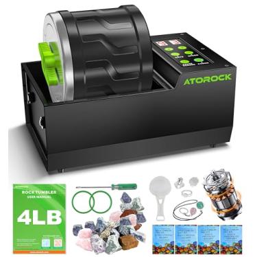 Imagem de Professional Rock Tumbler Kit, 4LB Extra-Large Barrel with Cutting-Edge Brushless Motor, Adjustable Speed & Timer, Durable Metal Base for Adults & Rock Collectors – Includes Full Accessories