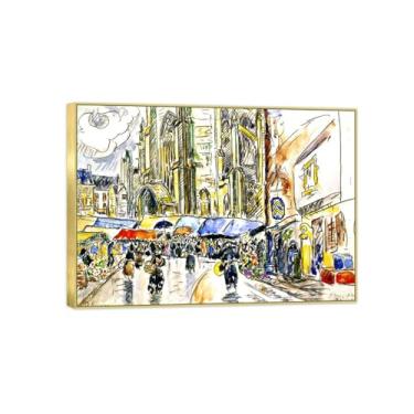 Imagem de BMZFYBS Pintura famosa de arte de parede em tela para decoração de casa - Mercado - Pôster e impressões douradas para sala de estar 70 x 100 cm 27 x 39 pol