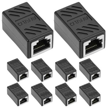 Imagem de QWORK Acoplador Ethernet RJ45, pacote com 6 adaptadores extensores fêmea para fêmea, compatível com Cat8/Cat7/Cat6/Cat5e/Cat5
