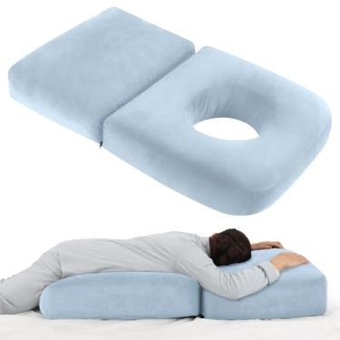 Imagem de Travesseiros de gravidez para dormir, travesseiro de massagem de gravidez de 114 cm com capa removível - suporte para costas, pernas, barriga, quadril para mulheres grávidas (azul claro)