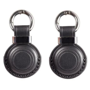 Imagem de Porta-chaves de couro para Airtag KEEPXYZ Black V2.0 (x2)