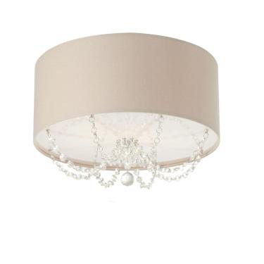 Imagem de Plafon Tecido Pingentes Cristal 30cm Cáqui