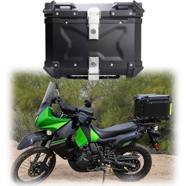 Imagem de Top Case De Motocicleta De Alumínio, Porta-malas De Motocicleta Com Trava De Segurança & Encosto, Caixa Traseira De Motocicleta à Prova D'Água, Estojo De Armazenamento De, Silver, 55L