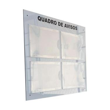 Imagem de Quadro de Aviso e Gestão 4 Displays A4 Horizontal em ACM Branco Organi