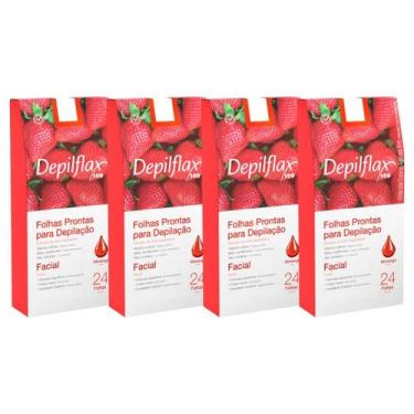 Imagem de Kit 4 Caixas Folhas Prontas Cera Depilatória Depilação Facial Depilfla